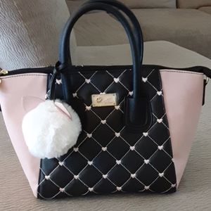 Betsey Johnson LUV Black and Pink heart Satchel